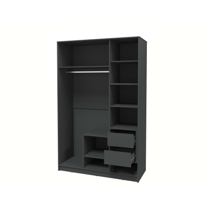 Шкаф распашной КТ-Ш3 (Антрацит ЛДСП/ Антрацит ЛДСП) Ш1360 В2128 Г547