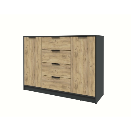 Тумба КТ-Т140 (Антрацит ЛДСП/ Дуб золотой ЛДСП) Ш1400 В1020 Г451