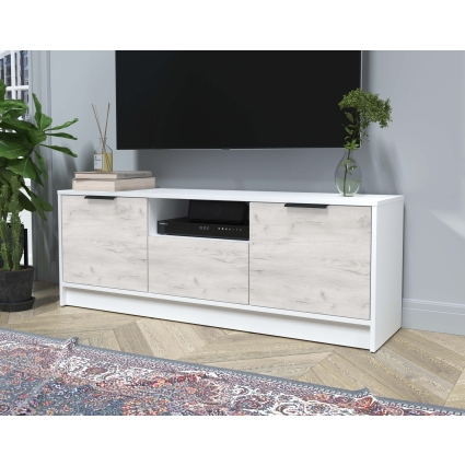 Тумба КТ-ТВ3-50 (Белый ЛДСП/ Дуб белый ЛДСП) Ш1360 В495 Г355