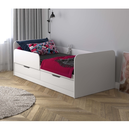 Кровать детская с ящиками "Анеси-5" Ш975 Г2040 В750 (Белый Платинум)