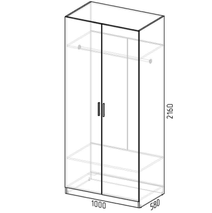 Шкаф распашной Марсель МР 06 L1 (ЛДСП Белый премиум) Ш1000 В2160 Г580