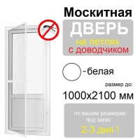 Противомоскитная дверь распашная на петлях с доводчиком (Белая)