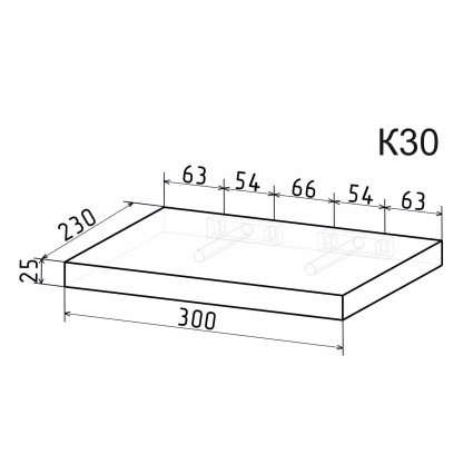Полка К30 (Дуб Стирлинг) Ш300 В25 Г230