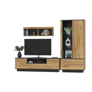 Набор мебели для гостиной Quartz-4 Ш2700 В2000 Г396 (Дуб Нокс/ Черный)