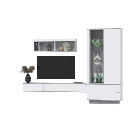 Набор мебели для гостиной Quartz-10 Ш2704 В2000 Г396 (Белый Платинум/ Бетон)