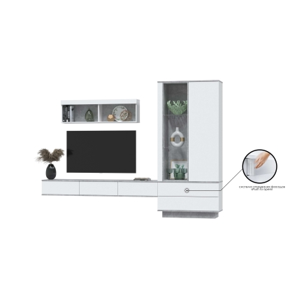 Набор мебели для гостиной Quartz-10 Ш2704 В2000 Г396 (Белый Платинум/ Бетон)