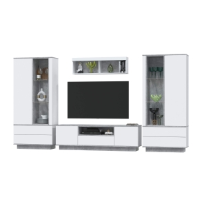 Набор мебели для гостиной Quartz-3 Ш3600 В2000 Г396 (Белый Платинум/ Бетон)