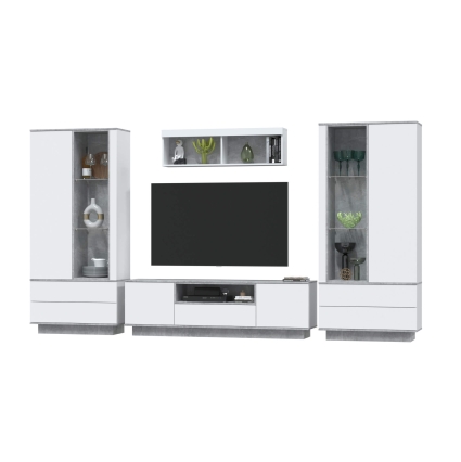 Набор мебели для гостиной Quartz-3 Ш3600 В2000 Г396 (Белый Платинум/ Бетон)