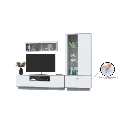 Набор мебели для гостиной Quartz-4 Ш2700 В2000 Г396 (Белый Платинум/ Бетон)