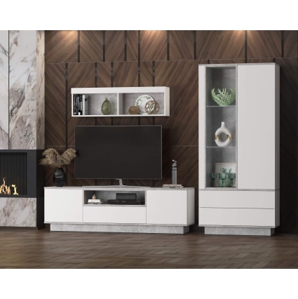Набор мебели для гостиной Quartz-4 Ш2700 В2000 Г396 (Белый Платинум/ Бетон)