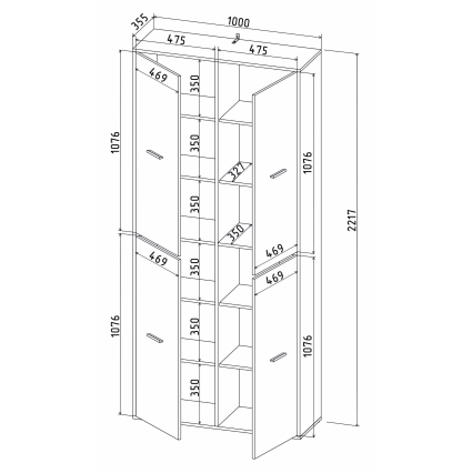 Шкаф Skill-20-4 (Антрацит) Ш1000 В2217 Г355