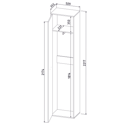 Шкаф Skill-23-1 (Антрацит) Ш509 В2217 Г355, снят с производства, распродаются остатки