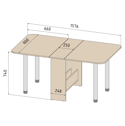 Стол-Книга СТ-005 Д250 (1576) Ш900 В740 (Белый Платинум)