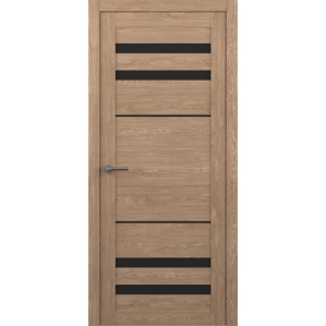 Дверь межкомнатная Пекин (Дуб Натуральный/ Черное стекло) 