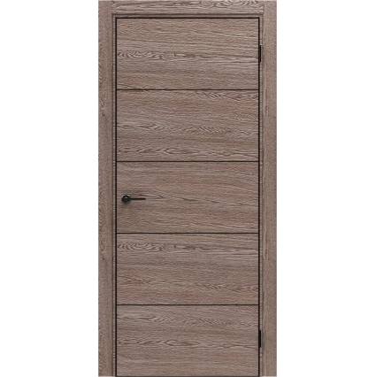 Дверь межкомнатная NEXT-Z (54 4AB)/ Brownie Oak с магнитным замком (ALUM кромка с 4-х сторон Черная)