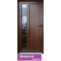 Дверь входная ПВХ наружная "М6" (Темный дуб/ Белая)