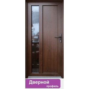 Дверь входная ПВХ наружная "М6" (Темный дуб/ Белая)