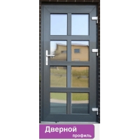Дверь входная ПВХ наружная "М8" (Антрацитово-серый/ Белая)