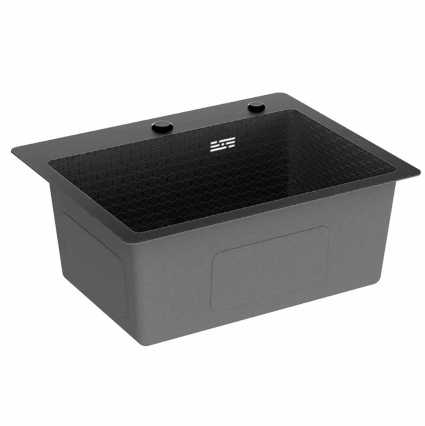Мойка кухонная DIADONNA S5040B-1 Декор Соты (Графит NANO BLACK)