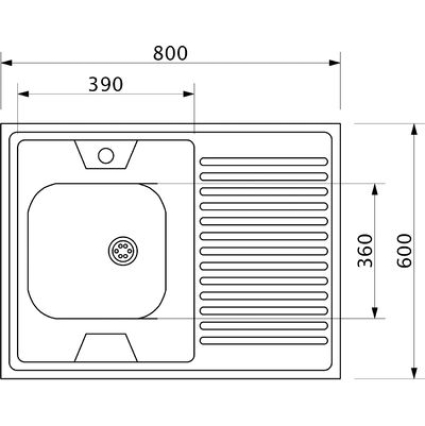Мойка кухонная КромРус S 420 (800x600 мм/ Чаша слева)