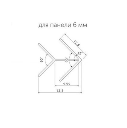 Планка угловая Алюминий к фартуку 6 мм (код 36168)