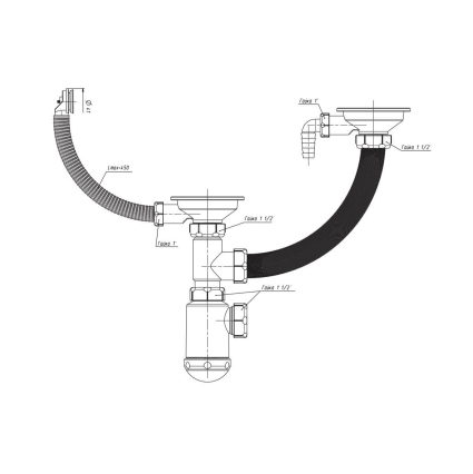 Сифон двойной GRAND 3.5" с круглым переливом ЭКО