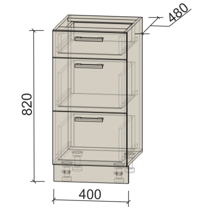Шкаф нижний Компо НШ40рш3 (1м+2б) (Антрацит)