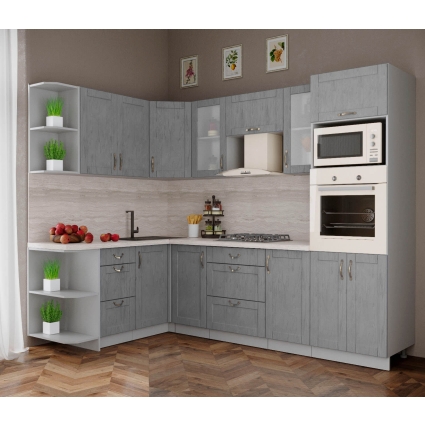 Готовая кухня КРАФТ 1,68х2,6 (Дуб Серый/ Дуб Серый)