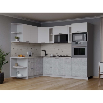 Готовая кухня Мила 1,68x2,40 (Белый/ Бетон)