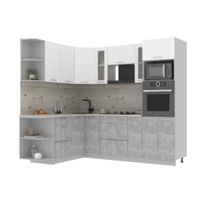 Готовая кухня Мила 1,68x2,40 (Белый/ Бетон)
