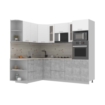 Готовая кухня Мила 1,68x2,40 (Белый/ Бетон)