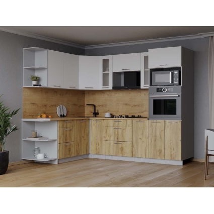 Готовая кухня Мила 1,68x2,40 (Белый/ Дуб золотой)