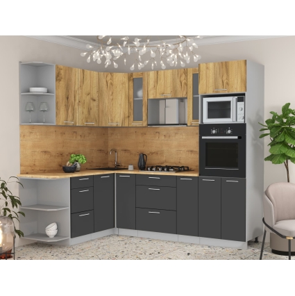Готовая кухня Мила 1,68x2,40 (Дуб золотой/ Антрацит)