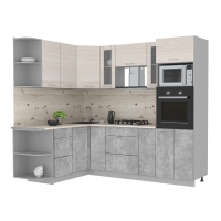 Готовая кухня Мила 1,68x2,40 (Вудлайн кремовый/ Бетон)