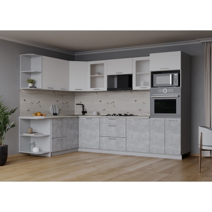 Готовая кухня Мила 1,68x2,80 (Белый/ Бетон)
