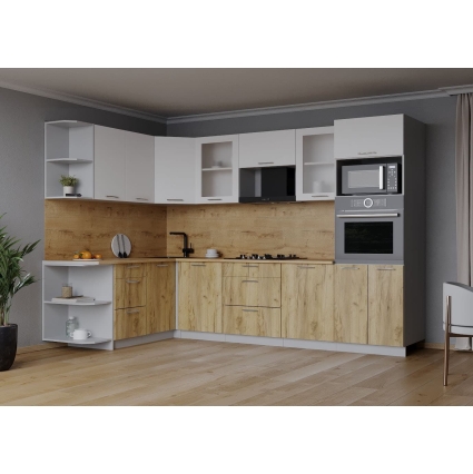 Готовая кухня Мила 1,68x2,80 (Белый/ Дуб золотой)