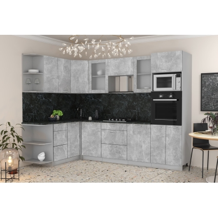 Готовая кухня Мила 1,68x2,80 (Бетон/ Бетон)