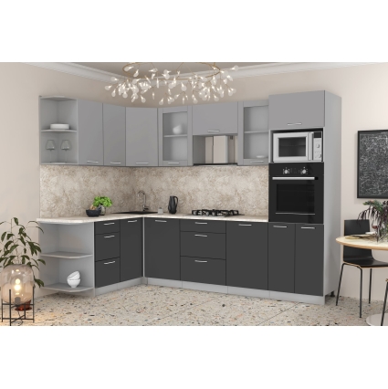 Готовая кухня Мила 1,68x2,80 (Серебро/ Антрацит)