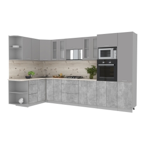 Готовая кухня Мила 1,68x3,40 (Серебро/ Бетон)