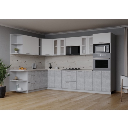 Готовая кухня Мила 1,88x3,00 (Белый/ Бетон)