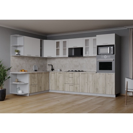 Готовая кухня Мила 1,88x3,00 (Белый/ Дуб серый)