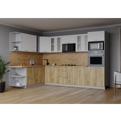 Готовая кухня Мила 1,88x3,00 (Белый/ Дуб золотой)