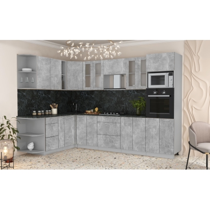 Готовая кухня Мила 1,88x3,00 (Бетон/ Бетон)
