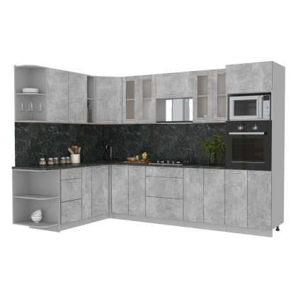 Готовая кухня Мила 1,88x3,00 (Бетон/ Бетон)