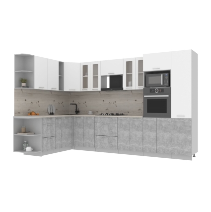Готовая кухня Мила 1,88x3,40 (Белый/ Бетон) Готовая кухня Мила 1,88x3,40 (Белый/ Бетон)