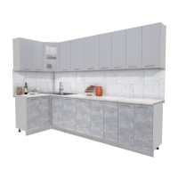 Готовая кухня "Мила12x30" (Серебро/ Бетон)
