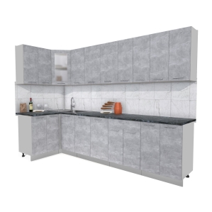Готовая кухня "Мила12x30" (Бетон/ Бетон)