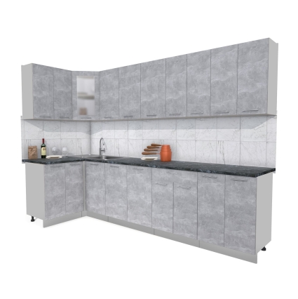 Готовая кухня "Мила12x30" (Бетон/ Бетон)