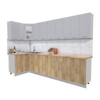Готовая кухня "Мила12x30" (Серебро/ Дуб золотой)