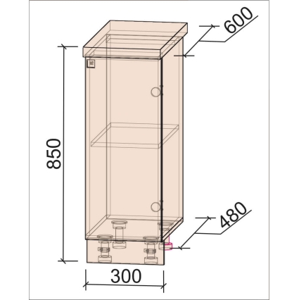 Шкаф нижний Деко Soft-touch НШ30р-1дв (Белый)